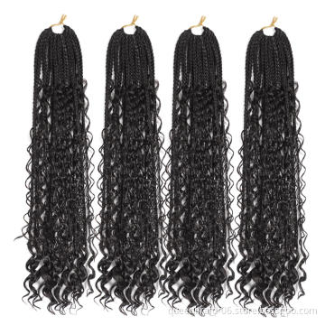 Box Braids Crochet Hair Ombre Goddess Box Braids With Curly Senegalese Twist Synthetic Crochet Braiding Hair Extensions